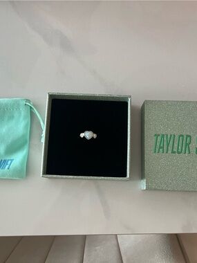 Taylor Swift Heart Opal Opalite Sterling Silver Ring - White Opal